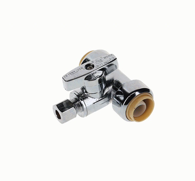 Push Fit Tee Valves 1/2" x 1/2" x 1/4" OD