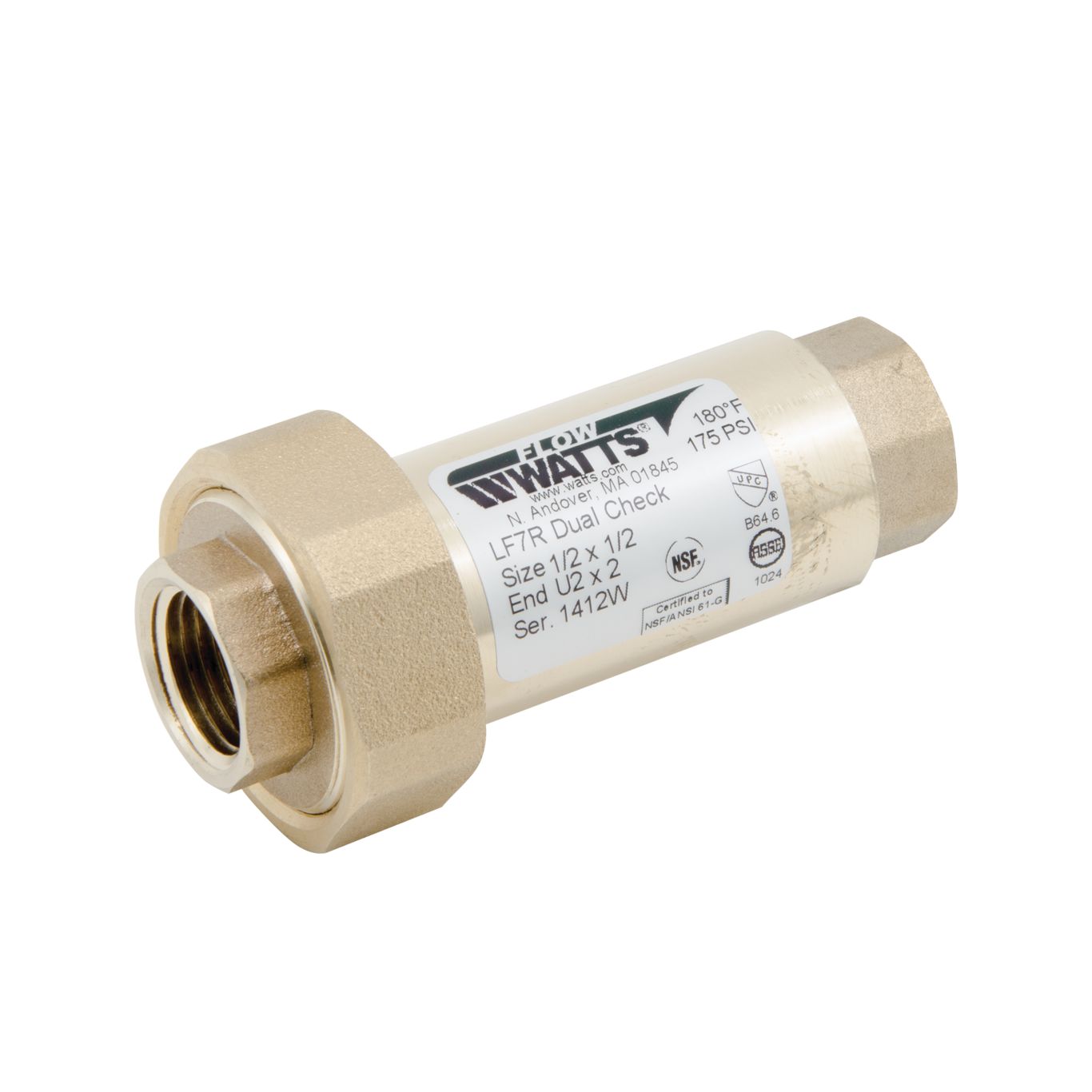 WATTS - DUAL CHECK IN LINE BACKFLOW 1/2x1/2 LF7RU2-2 - 0072203