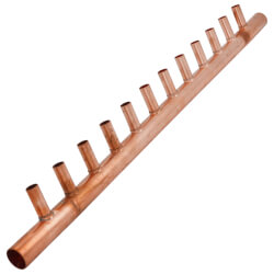 Copper Manifold - 1" Inlet/Outlet x 3/4" Branch