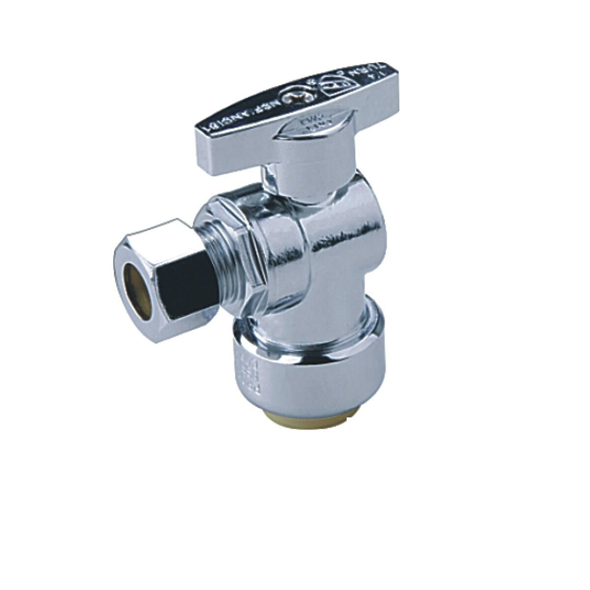 1/4 Turn Angle Stop VALVE w/ABS Straight Handle -1/4" O.D x 1/2" Push Fit-5M-STP1412-A