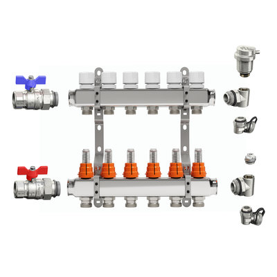 IVAR -  4 Loop HRH Manifold Kit -1 Inch - Brass - Nickel Plated - IVAR -763510004