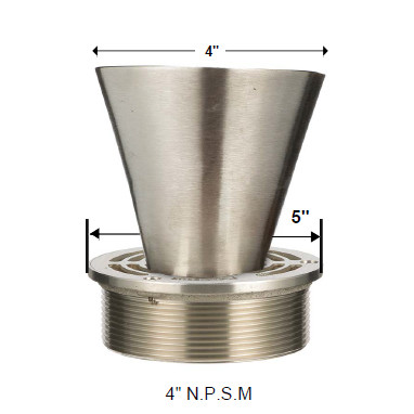 MIFAB - 4"  STAINLESS STEEL ROUND FUNNEL  WITH 5" SS STRAINER ASSEMBLY  - EF-3