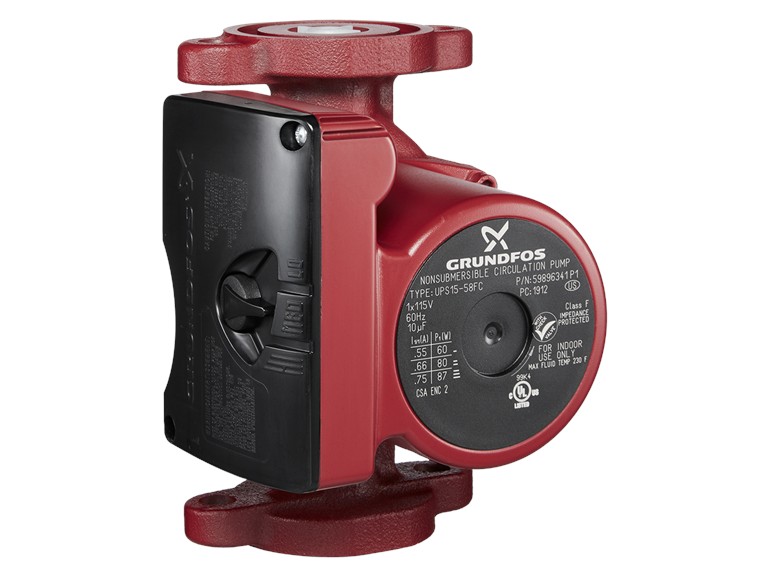 GRUNDFOS - 3 Speed Pumps  CAST IRON UPS15-58FC  115 3-speed, 1/25 HP, flanged housing - 59896341