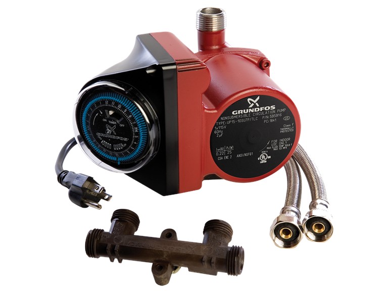 GRUNDFOS - HOT WATER RECIRCULATION SYSTEMS UP15-10SU7P/TLC - 115 Instant Hot Water System with Valve, Flex hose kit and mechanical timer - 595916