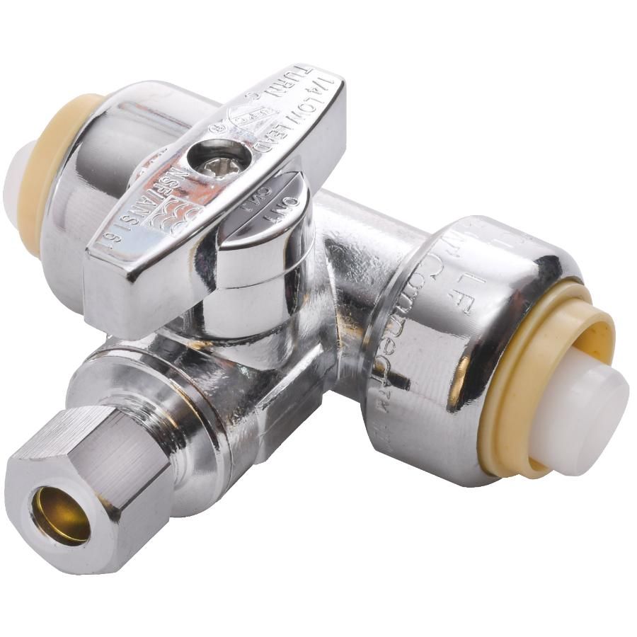 Push Fit Tee Valves 1/2" x 1/2" x 1/4" OD - variation