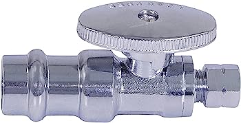 5M - 1/2" Press Fit x 3/8" OD, 1/4 TURN STRAIGHT STOP VALVE w/Zinc handle - 5M-PFV1238-S - variation